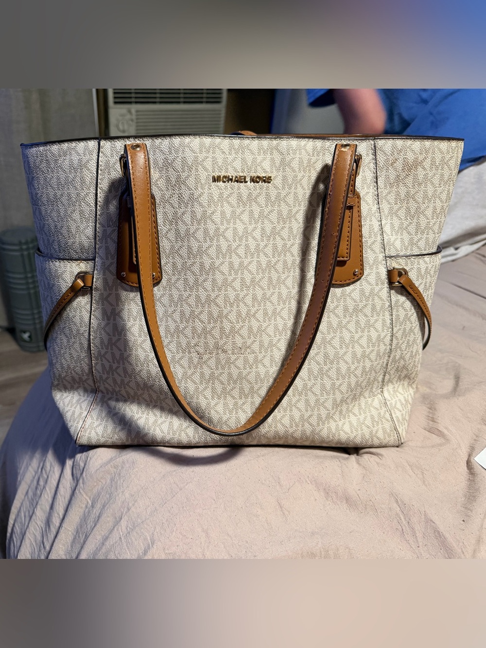Michael Kors Beige and Brown MK Logo Tote
